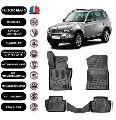 Floor Mats Liner Fits Bmw X3 E83 (2003-2010) Waterproof 4D Molded 4pcs - Изображение 1 из 4
