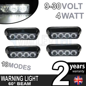 4 x 4 LED Warnmodul Leuchtfeuer WEISS Recovery Strobe 12V/24V Gefahr LKW Van - Bild 1 von 2