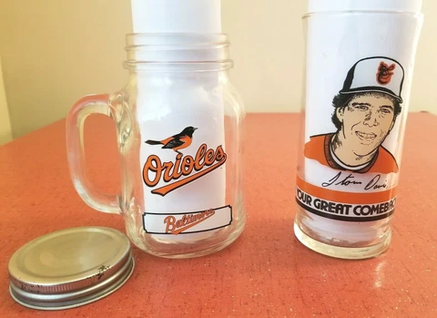 Baltimore Orioles MLB Vintage 1985 Storm Davis #34 Drinking Glass Set Cover