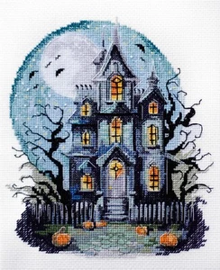 DIY Cross-Stitch Kit Haunted Castle Needlepoint Craft Set Stitching Gift - Picture 1 of 16