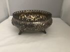 800 Silver Bowl Reticulated Repousse Gilded 3 Footed  297grams 