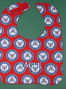 SELLO NAVAL DE LOS ESTADOS UNIDOS BABERO BEBÉ PERSONALIZADO LG Ajustable Hecho en EE. UU. - Imagen 1 de 3
