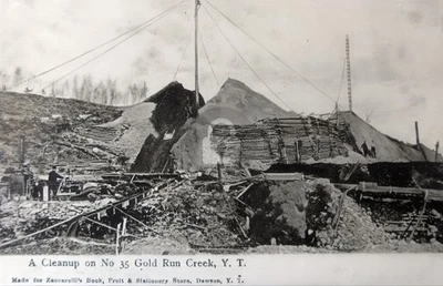 c1910 Gold Mining on n. 35 Gold Run Creek Yukon Dawson RPPC foto cartolina COPIA - Immagine 1 di 2