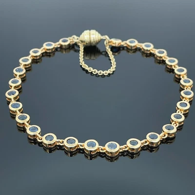 ARMBAND 925/-SILBER VERGOLDET MIT SAPHIR FACETTENREICH SCHMUCKJAGD - Bild 1 von 4