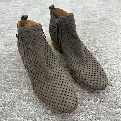 Botas Lucky Brand Mujer 9 Gris Cuero Basilea Botín Malla Perforada Foto 1 de 4