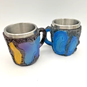 Mineral Crystal Coffee Mugs - Resin / Stainless Steel Liner Cup - Faux Rock - Picture 1 of 7