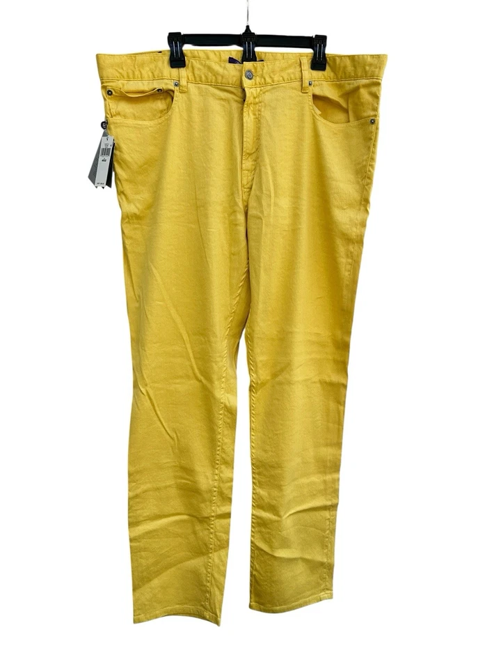 NUEVO CON ETIQUETAS Ralph Lauren Etiqueta Púrpura Para Hombre 40x32 Mezcla de Lino Calce Ajustado Pantalones Amarillo $595 Foto 1 de 4