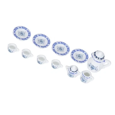 (Blue White Porcelain Color)POENVFPO Dollhouse Kitchen Miniature Famille Rose - Image 1 of 4