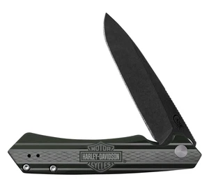 Case XX Knife HarleyDavidson Kinzua 52261 Green Aluminum DLC S35VN Pocket Knives - Picture 1 of 5