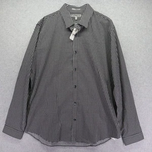 Express Shirt Mens XL 17-17.5 Fitted Casual Button Up Polka Dot Long Sleeve NWT - Picture 1 of 8
