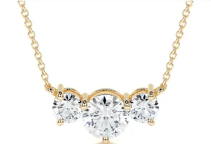 Lowest Price High Quality 0.29CT 14k Gold 3 Stone Lab Grown Diamond HPHT VVS - Picture 1 of 5