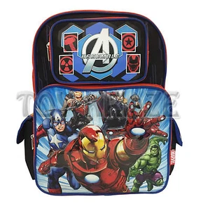 AVENGERS ASSEMBLE BACKPACK! BLACK RED 4 SYMBOLS TOP LARGE BOYS SCHOOL 16" NWT - Picture 1 of 4