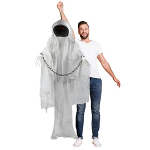 5FT 6 HALLOWEEN PROP FACELESS GHOUL ANIMATED SCARY SOUND ACTIVATED PARTY DECOR - Picture 1 of 6