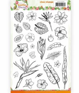 Find It Clear Stamps - Jeanine's Art - Exotic Flowers Ferns Tropical Summer Card - Picture 1 of 1