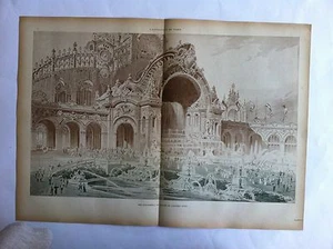 LITHOGRAPHIE EXPOSITION DE PARIS 1900 Vue d'ensemble du Palais du Chateau d'eau - Picture 1 of 1