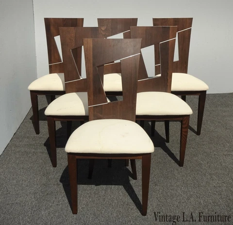 Set Six Vintage Pietro Costantini White Contemporary Dining Chairs Made in Italy Cover