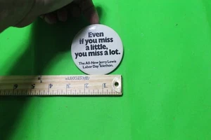 VINTAGE 1980 Jerry Lewis All New Telethon Labor Day PINBACK BUTTON  - Picture 1 of 2