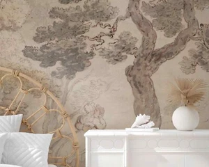 Picnic Beige Retro Landscape Scenic Self-adhesive fabric or non-woven wallpaper - Picture 1 of 10