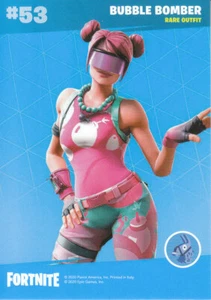 Fortnite Bubble Bomber Skin tarjeta de colección #53 serie 2 traje raro azul llama - Imagen 1 de 2