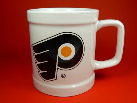 Philadelphia Flyers Ceramic Mug Licensed White Black w Tag & Hologram NHL Cover