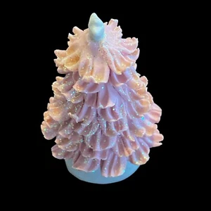 Christmas Tree Mini Pink  porcelain tree winter Village Collectibles Boxed - Picture 1 of 9