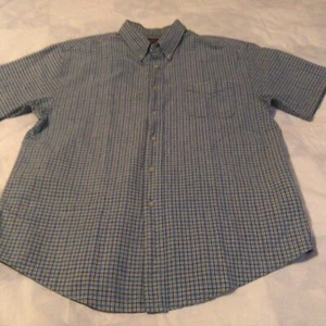 Route 66 Mens Shirt Size Large Button Up Short Sleeve Blue Plaid - Picture 1 of 5