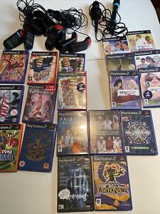 Sony Ps2  Singstar Microphones/ Buzz Controllers + 19 Games Bundle