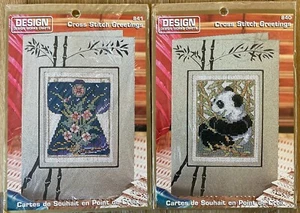 2 New Sealed Design Works Cross Stitch Greetings Panda Kimono 841 840 - Picture 1 of 2