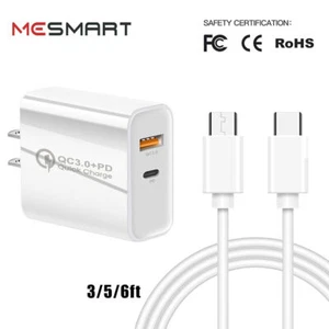 Fast Wall Charger USB Type C Cable For Samsung S24+ S24 Ultra iPhone 15 Pro Max - Picture 1 of 16