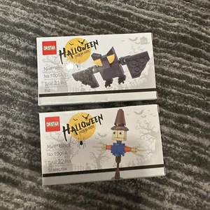 Building Brick Set 2 Halloween Blocks Building 3D Bat & Scarecrow Spooky New - Picture 1 of 9