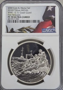 2018 P WWI U.S. Coast Guard Silver Medal NGC PF 70 ULTRA CAMEO First Releases - Picture 1 of 4