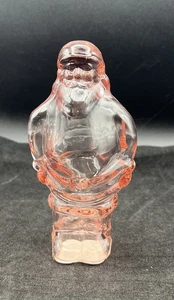 Rare Vintage Xmas Pink Glass Santa Candy Container 1984 SHackman NY 10003 6" - Picture 1 of 10