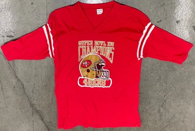 Camisa DE COLECCIÓN 1982 49ers Super Bowl XVI Logo 7 Puntada Única Hecha en EE. UU. Grande Foto 1 de 4