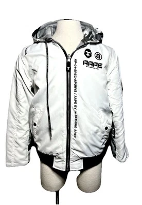 AAPE By A Bathing Ape Nowhere Reversible White & Camo Hooded Jacket Large L New - Image 1 of 4