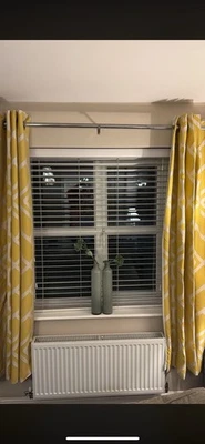 NEXT home yellow Eyelet Curtains check width 53"each panel by 72" drop - Image 1 of 3