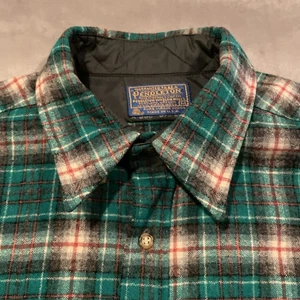Pendleton Herren Medium Flanell Schurwolle grün rot weiß Button Down 63699 - Bild 1 von 12