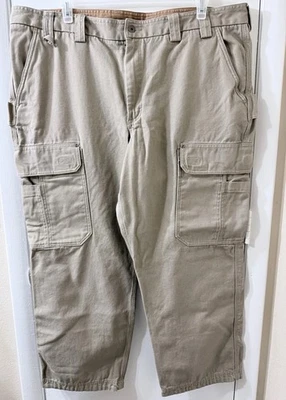 Pantalones cargo de lona para hombre Duluth Trading Co. caqui calce relajado talla 46x30 ropa de trabajo Foto 1 de 4