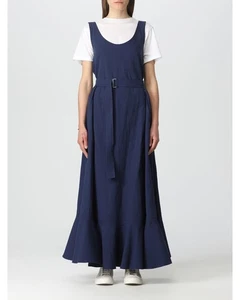 Kenzo ALine Textured Cotton Maxi Dress Women Blue Dresses - Picture 1 of 5