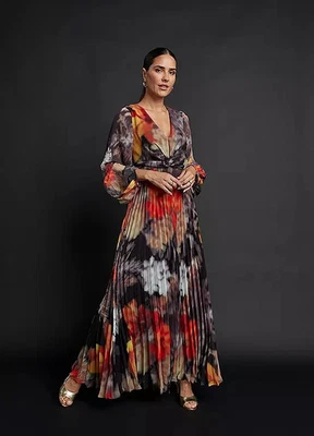 Kaleidoscope Floral Print Pleated Maxi Dress    Plus Size UK 18     (fm209-8) - Image 1 of 4