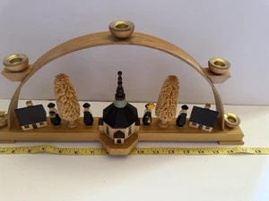 Vintage Germany Christmas ECHT Erzgebirge Holzunst Wood Church Candle Arch - Picture 1 of 11