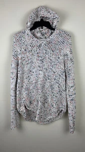 Womens Cupio Pullover Hoodie Sz Lg white Multi Color Soft Yarns V-Neck - Picture 1 of 10