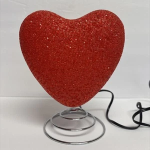Vintage Melted Popcorn Plastic Red Heart Night Light Desk Lamp Works - Picture 1 of 5