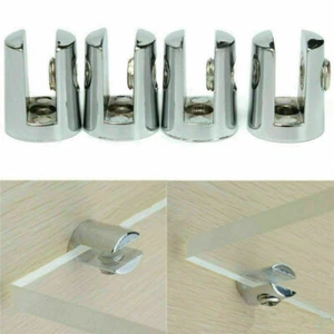 4Pcs Glass Plated Brackets Zinc Chrome Alloy Shelf Holder Support Clamp - Picture 1 of 6