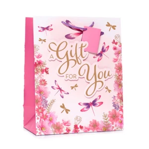 BIRTHDAY / ANNIVERSERY Medium/Large/XL Gift Bag & Tag PINK FLORAL GIFT FOR YOU - Picture 1 of 1