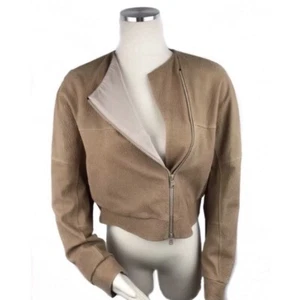 $6000 Brunello Cucinelli Textured Leather Asymmetrical Zip Jacket Size 40 - Picture 1 of 11