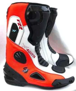MV AGUSTA Motorbike Leather Boots Motorcycle Racing Cowhide Leather Riding Shoes - Picture 1 of 3