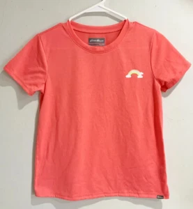 Eddie Bauer T Shirt Tee Youth Girl Lg 14/16 Graphic Coral Rainbow Short Sleeve - Picture 1 of 5