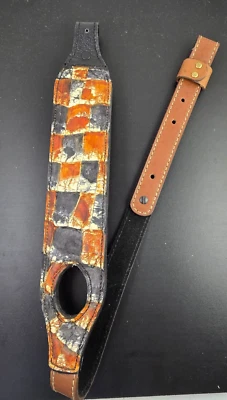 Padded RIFLE Firearm SLING with Authentic ALLIGATOR skin brown leather strap - Image 1 of 4