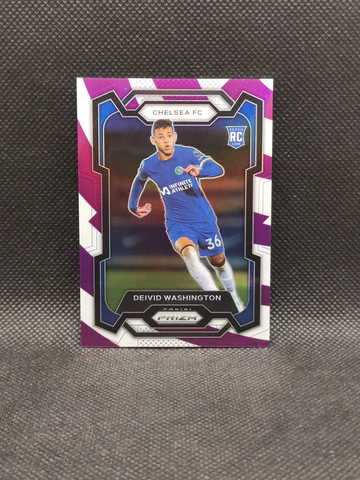 2023-24 Panini Prizm EPL Deivid Washington 36/92 Purple White Stripes RC Jersey#