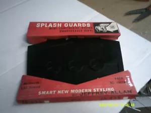 2 Vintage Jeffery All SPLASH GUARDS Reto Look BLack w/ Hardware Car,Truck REAR - Picture 1 of 5